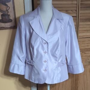 Studio I Purple Blazer Top with Notched Lapel and 3/4 Sleeves 14W